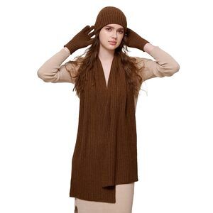 3569 100% Merino Wool Knited Winter Hat Glovess And Scarf